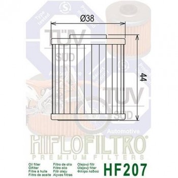 Oil filter HIFLO FILTRO for BETA, KAWASAKI and SUZUKI HF207 HIFLO FILTRO 5,29