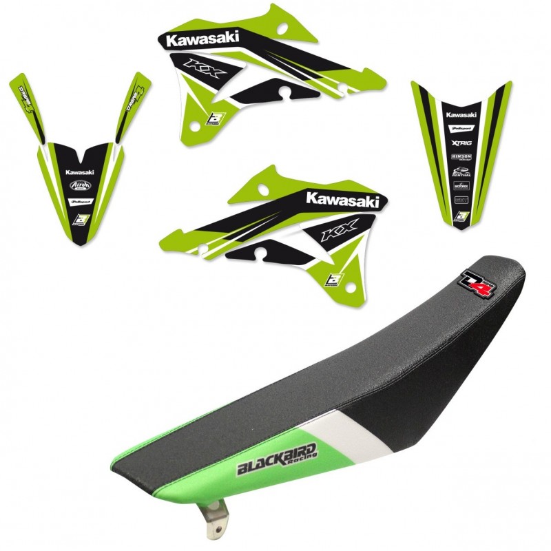Deco kits BLACKBIRD GRAPHIC with seat house for KAWASAKI KX 85 from 2014, 2015, 2016, 2017, 2018, 2019, 2021