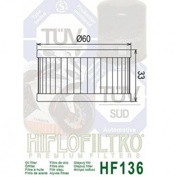 Filtre a huile HIFLO FILTRO HF136 pour BETA ALP 200, SUZUKI DR 250, 350, 400 GN 250,...